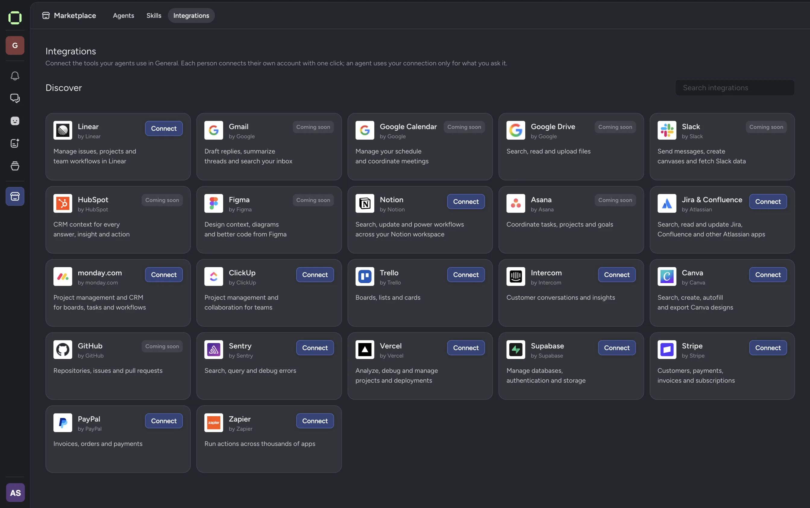 Omni integrations page with Linear, Notion, Jira, Stripe, Zapier, and other tools Omni integrations page with Linear, Notion, Jira, Stripe, Zapier, and other tools