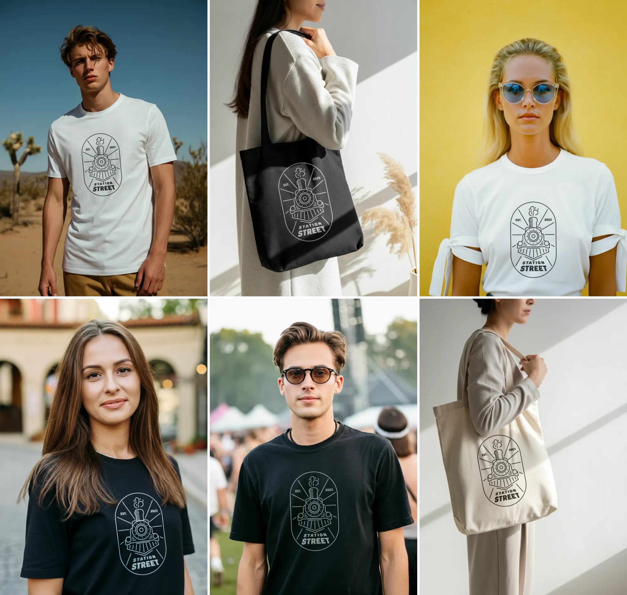 Station Street t-shirts and tote bags featuring the locomotive badge Station Street t-shirts and tote bags featuring the locomotive badge