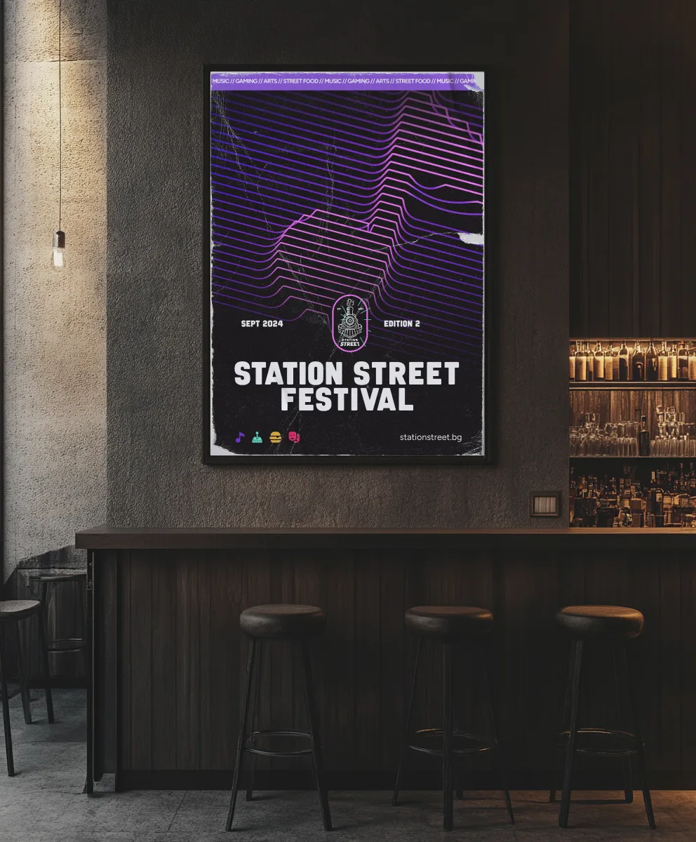 Station Street Festival Edition 2 poster in the purple colorway Station Street Festival Edition 2 poster in the purple colorway