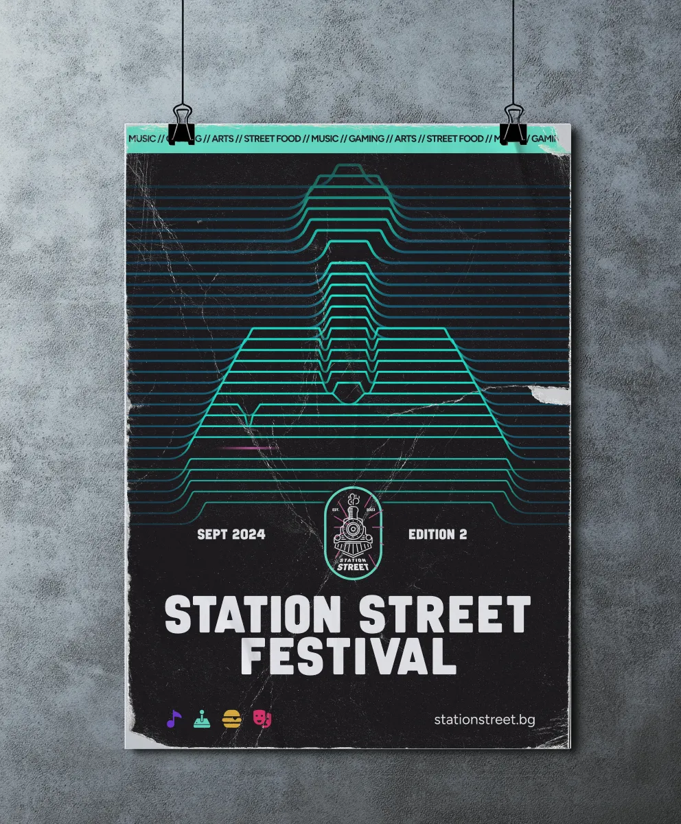 Station Street Festival Edition 2 poster in the teal colorway Station Street Festival Edition 2 poster in the teal colorway